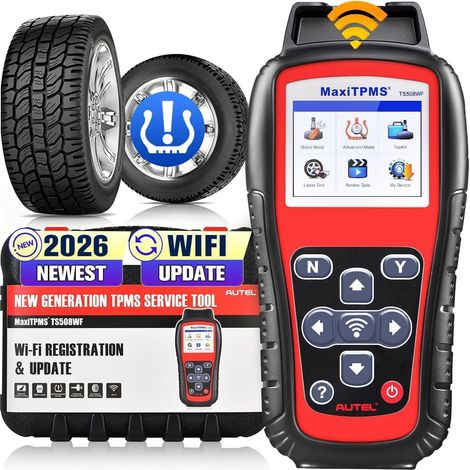 MaxiTPMS TS508WF: Versión WiFi 2026 de la herramienta de reaprendizaje TPMS TS508, mejorada a partir de TS508, TS601, TS501, TS408 y TS401, programa sensores MX, activa/reaprende todos los sensores. (1/5)