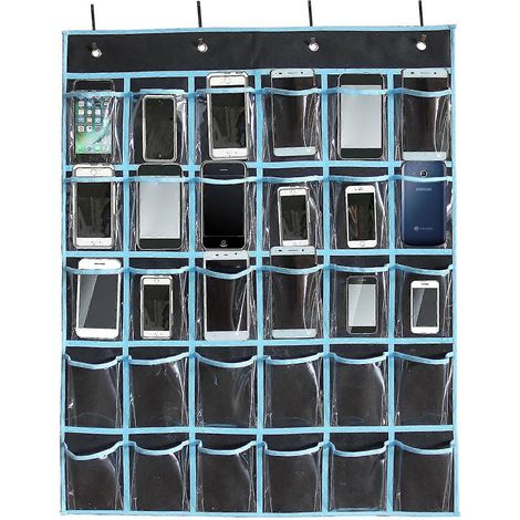 Organiseur de poche pour tableau de classe, support pour téléphone portable et calculatrice compatible avec le rangement en classe, support mural/de porte pour calculatrice et téléphone compatible (1/5)