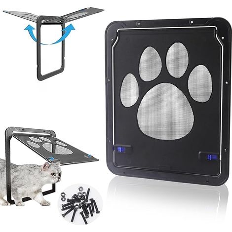 Katzenklappe, Hundeklappe, automatische isolierte Katzenklappe, 32 x 42 cm, Schwarz, einfach zu installieren, abschließbar, für kleine bis mittelgroße Katzen und Hunde