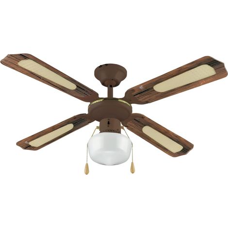 Ventilatore da soffitto tipo legno con luce - Diametro 107 cm