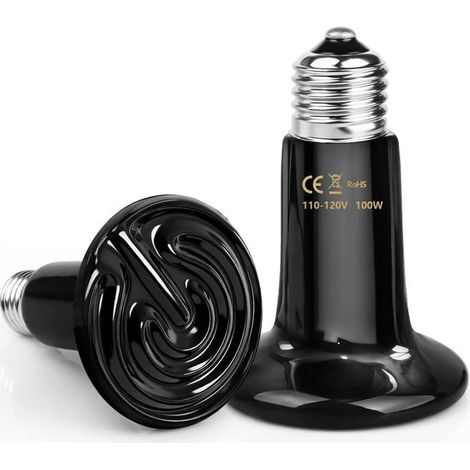 Lampe Chaleur Céramique Reptile 100W E26 Sans Lumière Bulbe Chauffage Nocturne Terrarium Lézard Tortue Serpent (1/5)