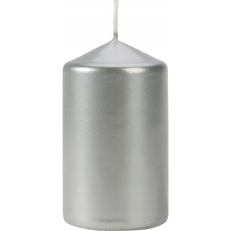 Vela cilíndrica plateada para comunión o boda BISPOL 6x10cm