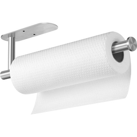 Porte-essuie-tout, disponible en version à coller ou à visser, porte-rouleau d'essuie-tout en acier inoxydable (argent brossé) (1/5)