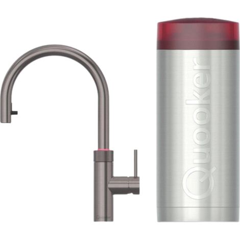 Robinet d'eau bouillante Quooker flex – Bec pivotant et extractible – Réservoir Combi+ – Gun metal – Filetage plomberie (1/4)