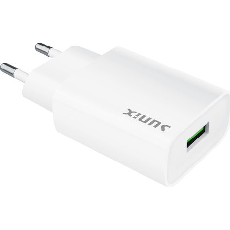 Sunix 2.1A Netzteil Schnell Ladegerät 1X USB Port Fast Charge Reiseladegerät Steckdose + 1m iPhone Kabel weiß (1/5)