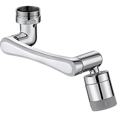 1440° drehbarer Küchenarmatur-Luftsprudler, Universal-Luftsprudler, Wassersparfilter, Mischbatterie mit Verlängerung, Küchen- und Badarmatur mit 2 Düsen, Silber