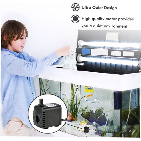 Pompe à eau submersible 600L/H 8W pour fontaines de table d'aquarium, jardins d'eau d'étang et systèmes hydroponiques avec 2 buses AC220-240V (1/3)