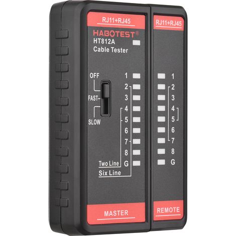 HABOTEST HT812A Testeur Câble Réseau Localisateur Fil Téléphone Vérificateur RJ11 RJ45 Multifonction 2P/4P/6P/8P Pour Maintenance Réseau (1/5)