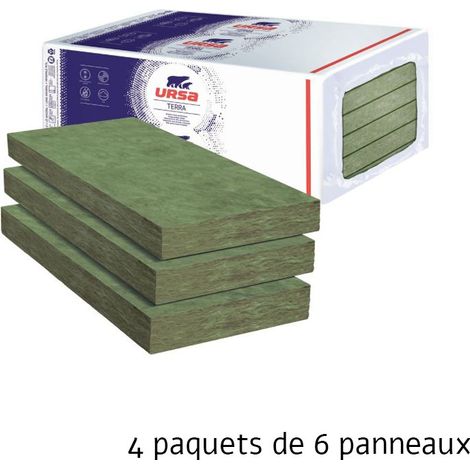 Ursa – Pack de 24 panneaux laine de verre 4.86 m² – Panneaux semi-rigides 96 mm – R 3.00 – Pour chantiers humides (1/4)
