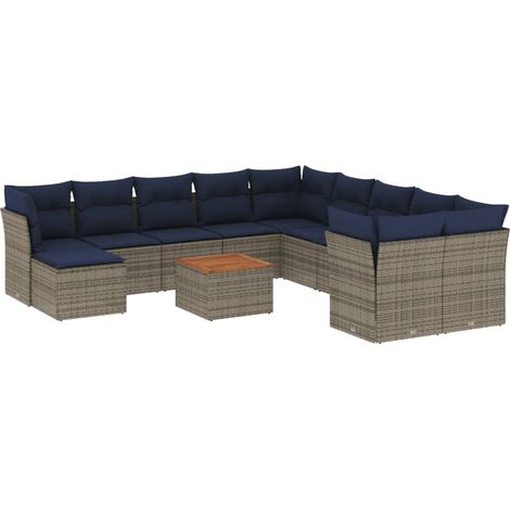 Set Divani da Giardino 12 pz con Cuscini Grigio in Polyrattan vidaXL (1/5)