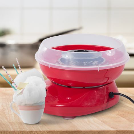 Zuckerwattemaschine aus PP, Edelstahl und Aluminium, 450 W, 27 x 26 x 18 cm, Rot