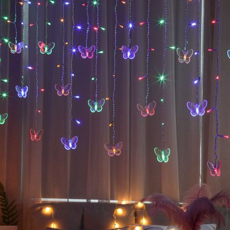 Schmetterlings-Lichterkette sanft blinkende LED-Lichterkette für Schlafzimmer Wand und Deckendekoration für Mädchenzimmer mit Fernbedienung und (1/4)