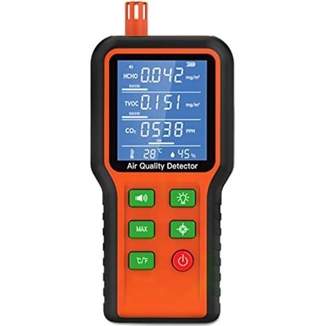 Moniteur de Qualité de L'Air Intérieur 5 en 1 Testeur de Qualité de L'Air, Kit de Test de Compteur de Qualité de L'Air pour CO2, HCHO, Humidité (1/5)