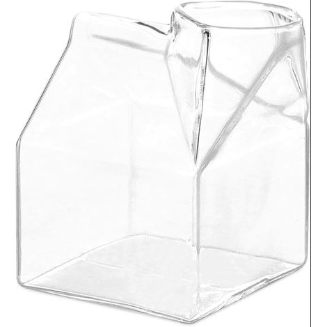Glass 250 ml Milk Jug Creamer Transparent Pretty Kawaii House Shaped Water Glasses for Coffee Juice (1/5)
