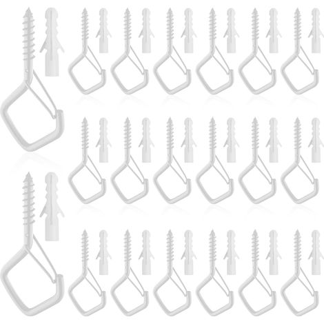 Lot de 20 Crochet a Visser, Crochets de Plafond Bois avec Boucle de Sécurité, Piton à Visser, Forme Q Crochets à Visser pour Suspendre des Plantes, Mangeoires à Oiseaux, Lanternes, Argent (1/5)
