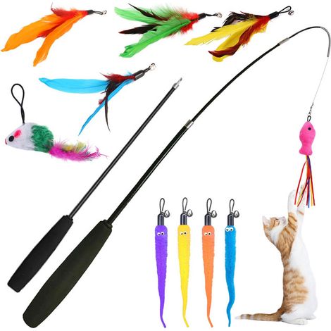 Canne à pêche télescopique pour chat avec jouets interactifs remplaçables (1/5)
