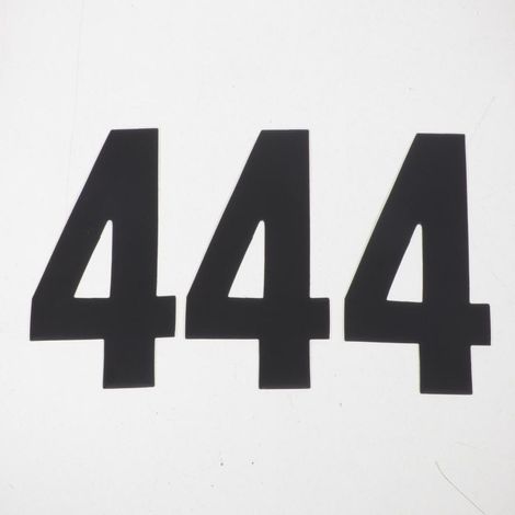 Lot trois stickers autocollant numéro course noir chiffre quatre