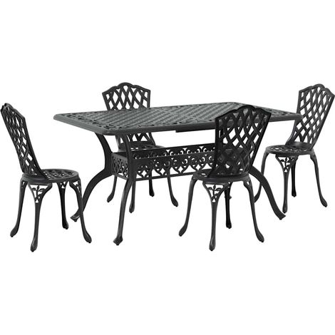 Maison Exclusive - Garten Essgruppe 5 pcs Schwarz Aluminium