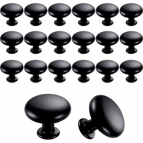 20PCS Boutons de Porte Boutons de Tiroir 30mm Vintage Poignées Boutons de Meuble de Meuble pour Placards de Cuisine (Black) (1/5)