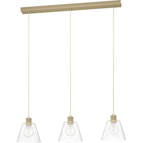 Lampadario A Sospensione Vintage Copley Acciaio Oro Vetro 3 Luci E27 (1/3)