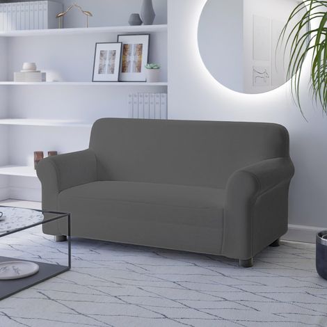 Housse de canapé élastique, Polyester, Gris foncé, 2 Places (1/5)