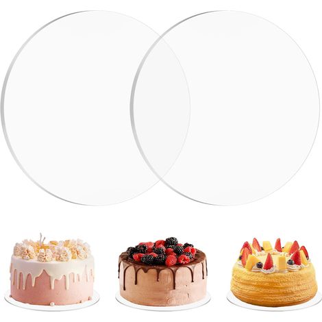 2 Pièces Disque de Gâteau Acrylique 20cm Assiettes à Gâteau Ronde 3mm (1/5)