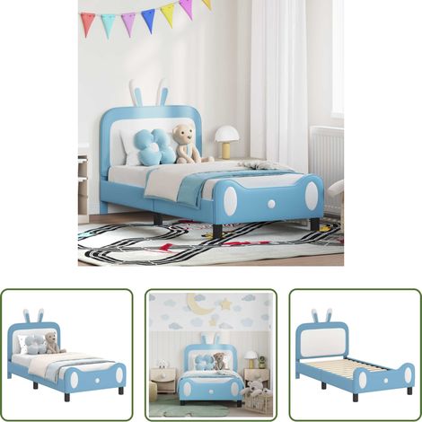 vidaXL Kopfteil - Kinderbettgestell mit Kopfteil mit Kopfteil Blau 80 x 160 cm PU (1/5)
