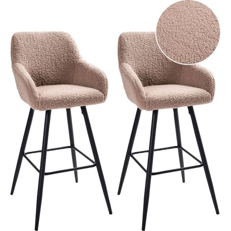 Set mit 2 Barstühlen CASMALIA Bouclé Taupe
