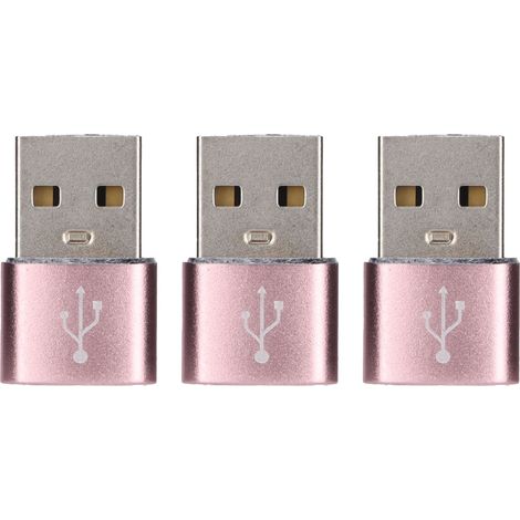 Lot USB 2.0 Mâle vers Type-C Femelle Adaptateur Clé USB Métal Connecteur pour Ordinateur Portable Téléphone Mobile (Rose) (1/5)