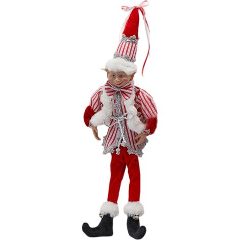 Statuetta "Elfo" natalizia, colore bianco e rosso, da 53 cm -Scarpe Verdi (1/2)