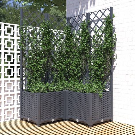 Jardinière avec treillis Gris foncé 80x80x136 cm PP (1/5)