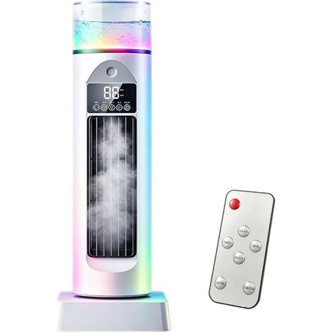 Ventilateur tour, ventilateur de refroidissement pour chambre à coucher - Ventilateur oscillant silencieux à 6 vitesses avec télécommande et réservoir d'eau, minuterie 6 h pour la maison (1/5)
