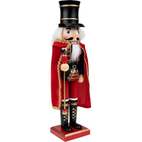 Wooden Nutcracker Christmas Ornament with Red Cape Table and