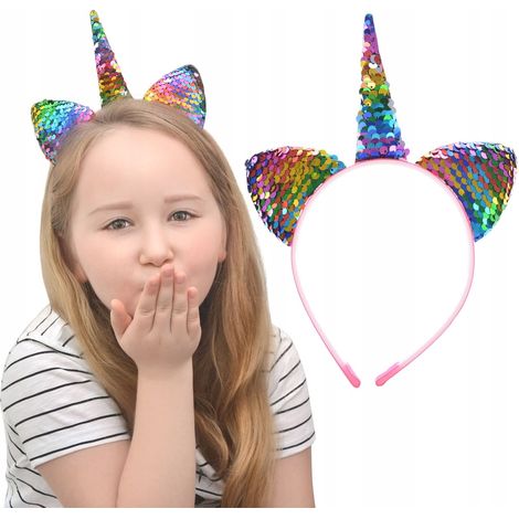 Diadema de unicornio disco con lentejuelas coloridas (1/3)