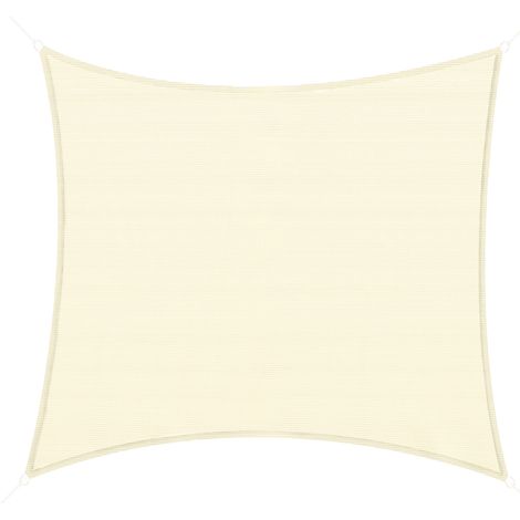 Outsunny Rechteckiges Sonnensegel 3 x 3 m, hochdichtes Polyethylen, UV-Schutz, mit Aufbewahrungstasche – Cremefarben