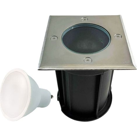 Europalamp – Spot encastrable extérieur sol carré inox 304 IP65 – Ampoule GU10 compatible – Dimensions 11x11 cm – Éclairage durable et étanche