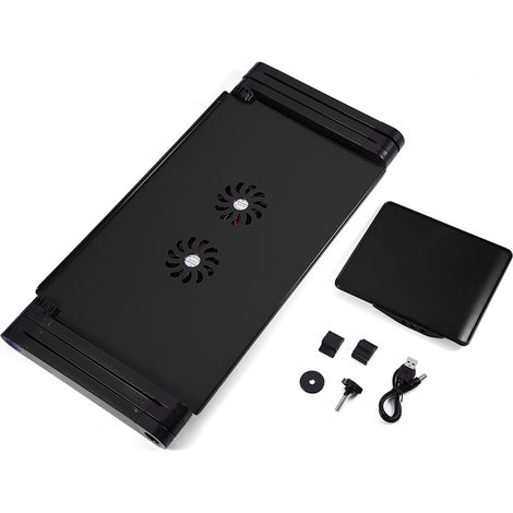 Eosnow 360° verstellbarer, faltbarer Laptop-Schreibtisch-Tischstnder mit kühlender Dual-Lüfter-Mausplatine, Schwarz