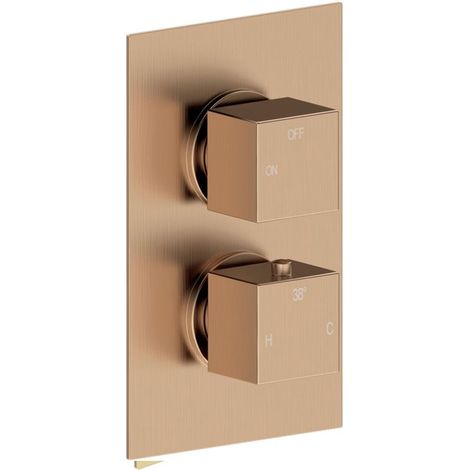 Signature React Thermostatic 1 Outlet Concealed Shower Valve Dual Handle - Brushed Bronze