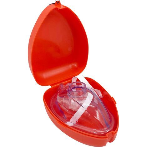 Masque de RCR avec Valve Anti-Retour pour Ventilation Bouche-à-Bouche - Formation Secourisme Rouge (1/5)