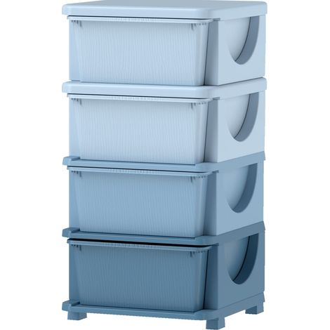 Cajonera organizadora infantil de plástico azul con 4 cajones MODENUIT (1/5)
