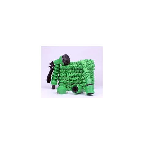 Tuyau d'arrosage extensible de 22,55 m (75 pi), flexible et rétractable, avec raccords et pistolet d'arrosage à 7 fonctions pour l'arrosage et le nettoyage du jardin (22,5 m) Vert
