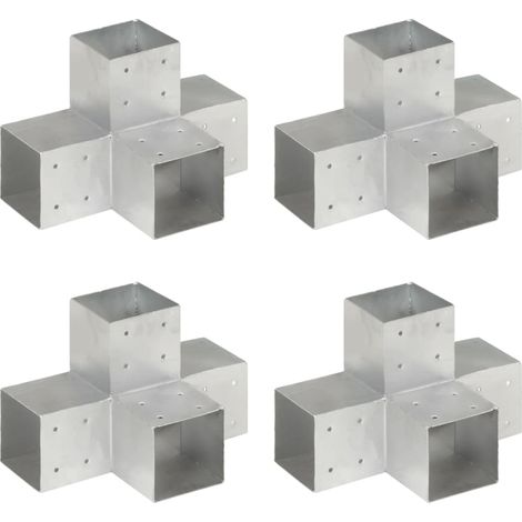 FIMEI Connecteurs de poteau 4pcs Forme en X Métal galvanisé 101x101mm (1/5)