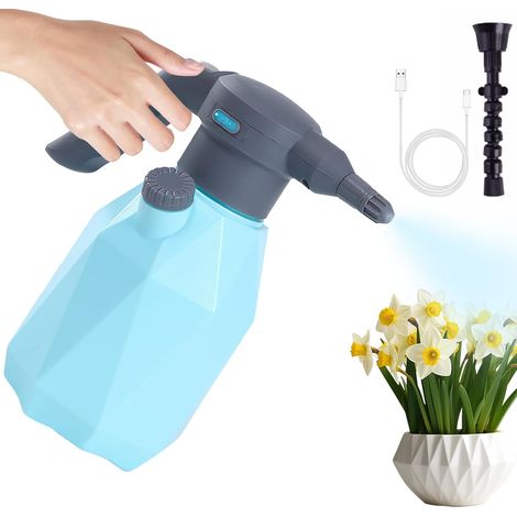 Pulverizador eléctrico inalámbrico a presión, 2 L, portátil, con boquilla ajustable, para el cuidado de plantas, limpieza de coches y jardinería, 27 cm (1/5)