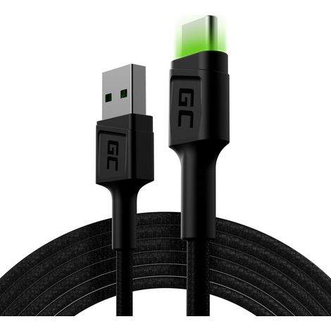 Green cell cable ray usb a - usb c grune led 2 m qc 30 schnellladung (1/5)
