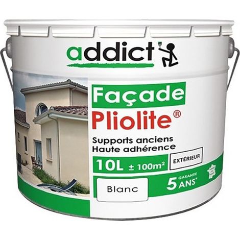 Peinture façade pliolite 10L – Haute résistance intempéries – Finition mate – Protection longue durée contre UV et pluie – Addict