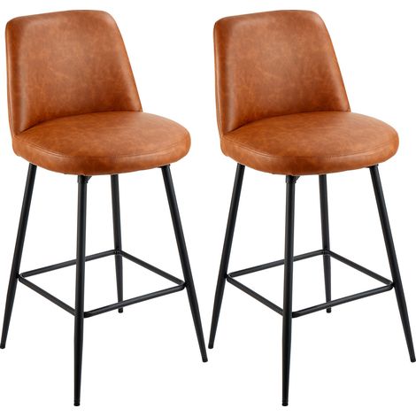 VEVOR Barhocker Thekenhocker 2 Stk. (98 cm hoch) Küchenstuhl mit Rückenlehne & Metallrahmen, Bistrostuhl (136,1 kg belastbar) Küche Esszimmer Kücheninsel Bar, Barstuhl Küchenhocker Braun (1/5)