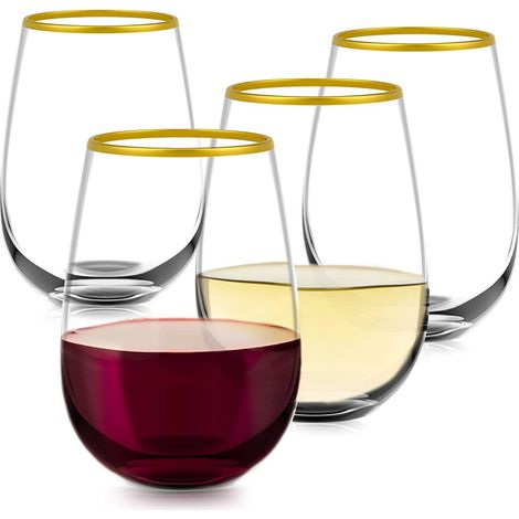 Verre En Pét - 16 Oz - Forme Ovoïde - Pour Vin Champagne Cocktail - Lot De 4 (1/5)
