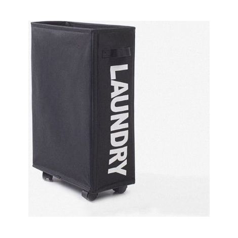 42 Liter Folding Laundry Basket - Black with 4 Wheels, Laundry Collector, Rectangular Laundry Bin for Home Clothes Storage (1/5)