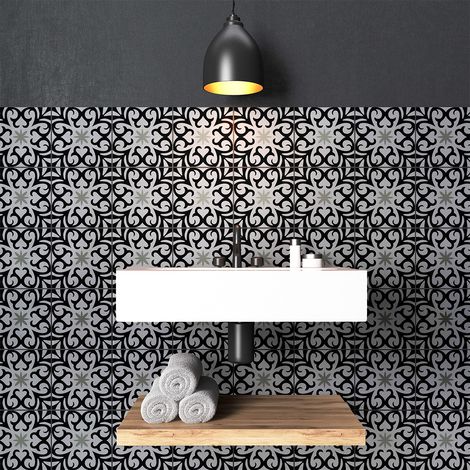 Sticker Mural Carrelage adhésif Cuisine Salle de Bain - 9 STICKERS CARRELAGES AZULEJOS FLORBELA - 9stickers10x10cm (1/5)