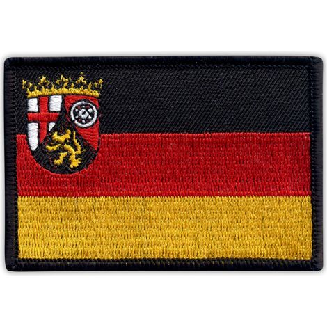 Flaggenaufnäher Rheinland-Pfalz – Selbstklebende Rückseite – Gestickter Aufnäher/Abzeichen/Emblem